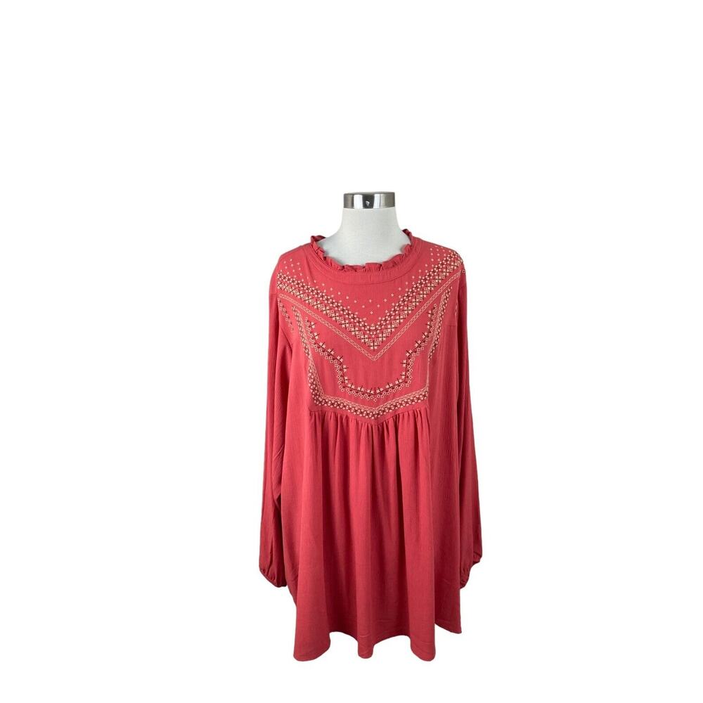 Torrid NEW 5 5X Crinkle Gauze Relaxed Blouse Baked Apple Boho High Neck